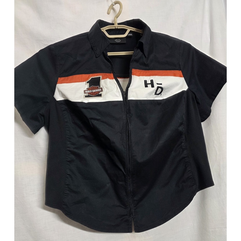 Harley-Davidson Ladies 1W 18/20 Black Orange White Short Sleeve Racing Shirt